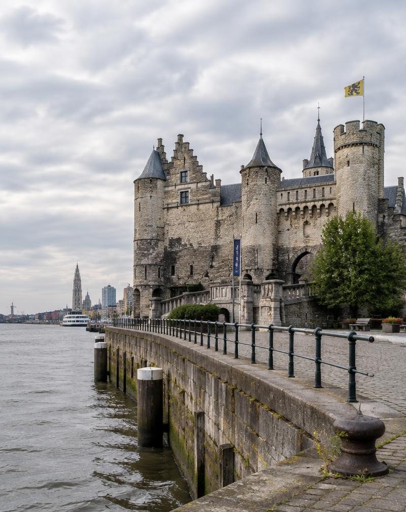 Middeleeuwse burcht Het Steen aan de Schelde